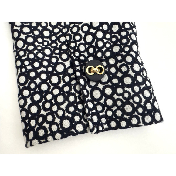 Tesori Coat L Mid-Length Cotton Navy White Dots Collar Buttons Unlined Hong Kong - Picture 6 of 11